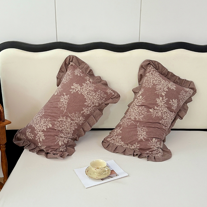 91家纺网 家纺一手货源 找家纺 梦舒羽 2025新款可水洗原麻花边枕套宿舍单人枕芯套枕头套内胆套仿亚麻 秋意浓