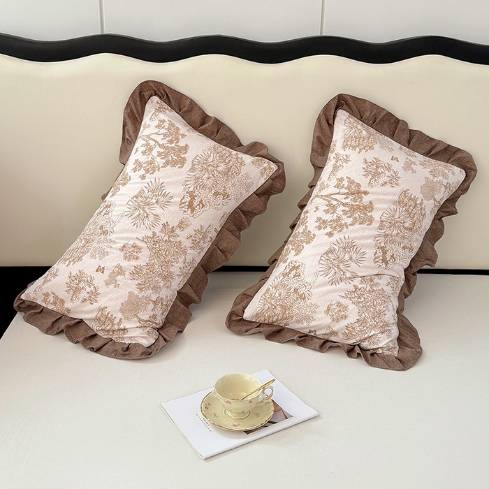 91家纺网 家纺一手货源 找家纺 梦舒羽 2025新款可水洗原麻花边枕套宿舍单人枕芯套枕头套内胆套仿亚麻 水木年华