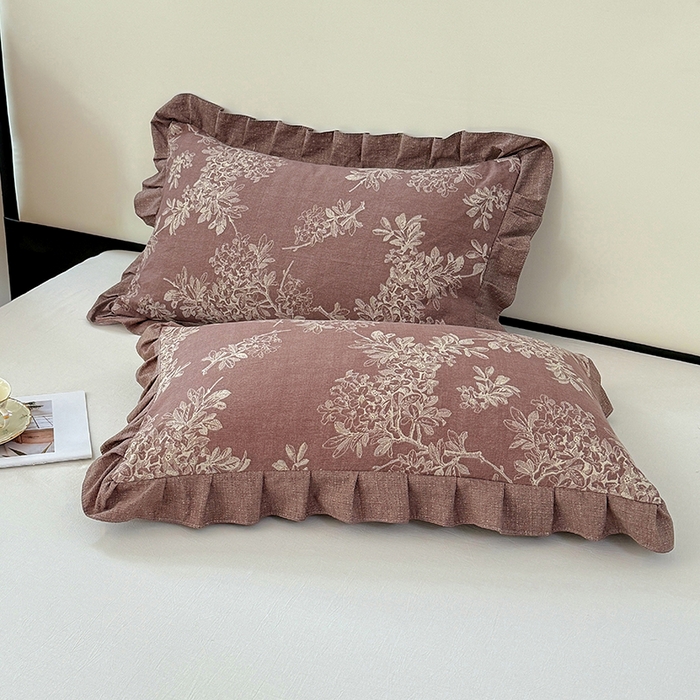 梦舒羽 2025新款可水洗原麻花边枕套宿舍单人枕芯套枕头套内胆套仿亚麻 秋意浓