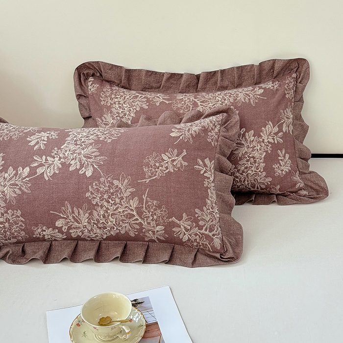 91家纺网 家纺一手货源 找家纺 梦舒羽 2025新款可水洗原麻花边枕套宿舍单人枕芯套枕头套内胆套仿亚麻 秋意浓