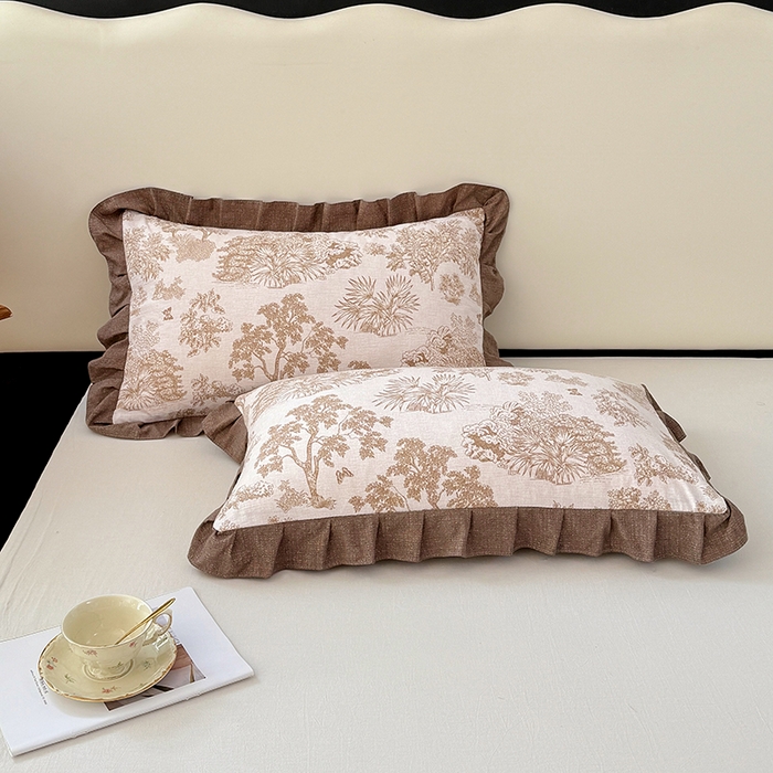 91家纺网 家纺一手货源 找家纺 梦舒羽 2025新款可水洗原麻花边枕套宿舍单人枕芯套枕头套内胆套仿亚麻 水木年华