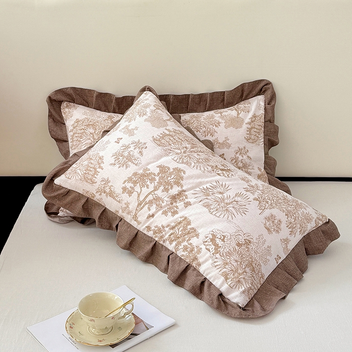 91家纺网 家纺一手货源 找家纺 梦舒羽 2025新款可水洗原麻花边枕套宿舍单人枕芯套枕头套内胆套仿亚麻 水木年华