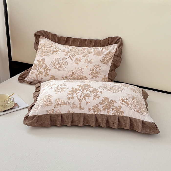 91家纺网 家纺一手货源 找家纺 （总）梦舒羽 2025新款可水洗原麻花边枕套宿舍单人枕芯套枕头套内胆套仿亚麻