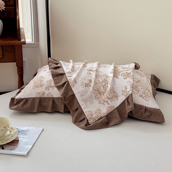 91家纺网 家纺一手货源 找家纺 梦舒羽 2025新款可水洗原麻花边枕套宿舍单人枕芯套枕头套内胆套仿亚麻 水木年华