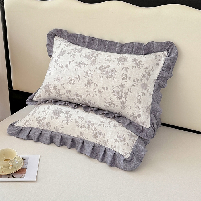 91家纺网 家纺一手货源 找家纺 梦舒羽 2025新款可水洗原麻花边枕套宿舍单人枕芯套枕头套内胆套仿亚麻 花之舞