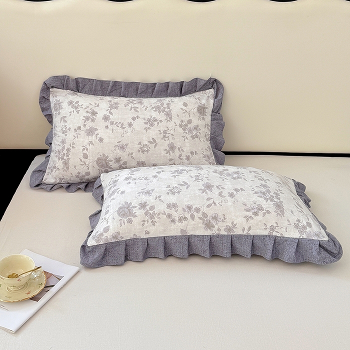 91家纺网 家纺一手货源 找家纺 梦舒羽 2025新款可水洗原麻花边枕套宿舍单人枕芯套枕头套内胆套仿亚麻 花之舞