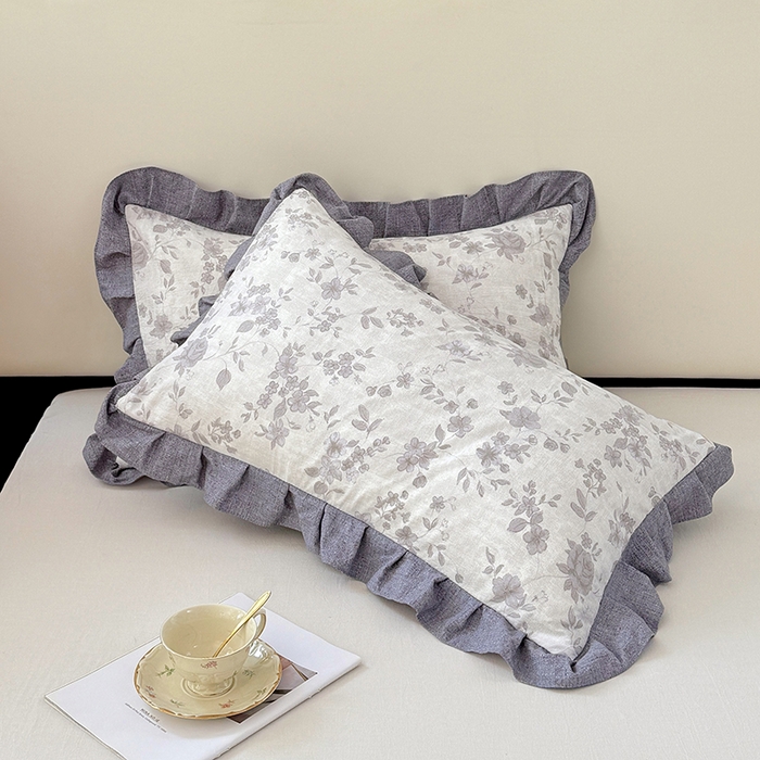 91家纺网 家纺一手货源 找家纺 梦舒羽 2025新款可水洗原麻花边枕套宿舍单人枕芯套枕头套内胆套仿亚麻 花之舞