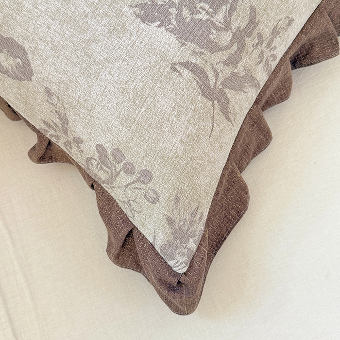 91家纺网 家纺一手货源 找家纺 梦舒羽 2025新款可水洗原麻花边枕套宿舍单人枕芯套枕头套内胆套仿亚麻 古堡花园-咖