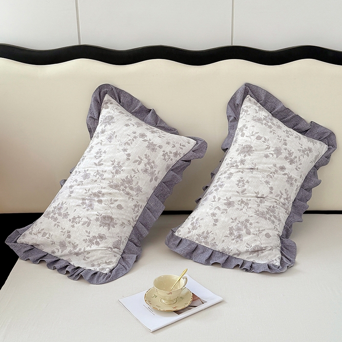 91家纺网 家纺一手货源 找家纺 梦舒羽 2025新款可水洗原麻花边枕套宿舍单人枕芯套枕头套内胆套仿亚麻 花之舞