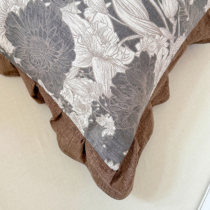 91家纺网 家纺一手货源 找家纺 梦舒羽 2025新款可水洗原麻花边枕套宿舍单人枕芯套枕头套内胆套仿亚麻 浮绘花影-白