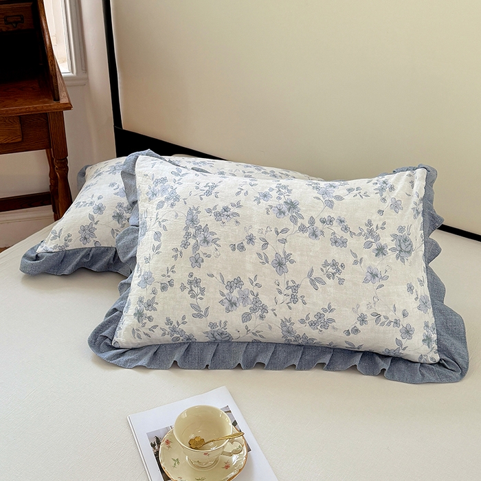 91家纺网 家纺一手货源 找家纺 梦舒羽 2025新款可水洗原麻花边枕套宿舍单人枕芯套枕头套内胆套仿亚麻 南阳旧梦