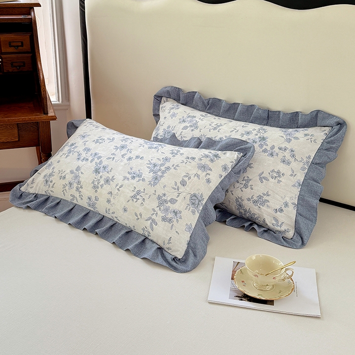 91家纺网 家纺一手货源 找家纺 梦舒羽 2025新款可水洗原麻花边枕套宿舍单人枕芯套枕头套内胆套仿亚麻 南阳旧梦