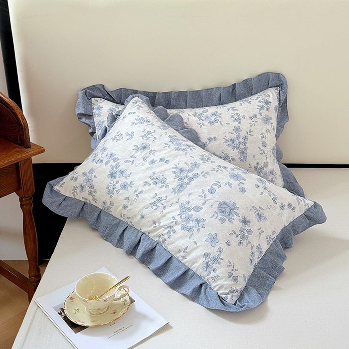 91家纺网 家纺一手货源 找家纺 梦舒羽 2025新款可水洗原麻花边枕套宿舍单人枕芯套枕头套内胆套仿亚麻 南阳旧梦