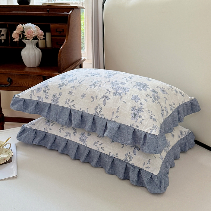 91家纺网 家纺一手货源 找家纺 梦舒羽 2025新款可水洗原麻花边枕套宿舍单人枕芯套枕头套内胆套仿亚麻 南阳旧梦