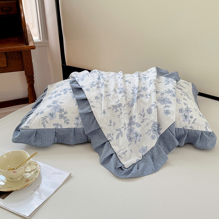 91家纺网 家纺一手货源 找家纺 梦舒羽 2025新款可水洗原麻花边枕套宿舍单人枕芯套枕头套内胆套仿亚麻 南阳旧梦