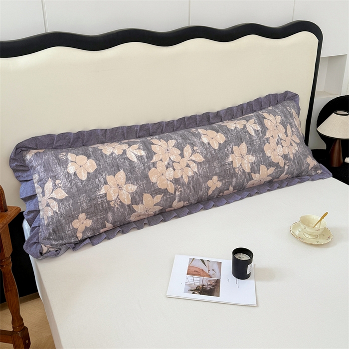 91家纺网 家纺一手货源 找家纺 （总）梦舒羽 2025新款可水洗原麻双人花边枕套宿舍情侣枕芯套加长枕头套内胆套仿亚麻