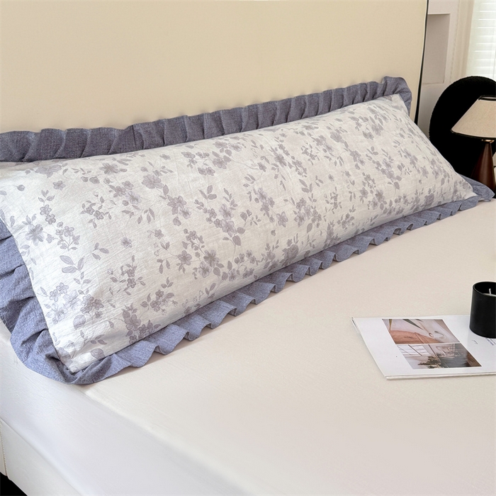 91家纺网 家纺一手货源 找家纺 （总）梦舒羽 2025新款可水洗原麻双人花边枕套宿舍情侣枕芯套加长枕头套内胆套仿亚麻