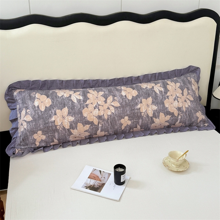 91家纺网 家纺一手货源 找家纺 （总）梦舒羽 2025新款可水洗原麻双人花边枕套宿舍情侣枕芯套加长枕头套内胆套仿亚麻