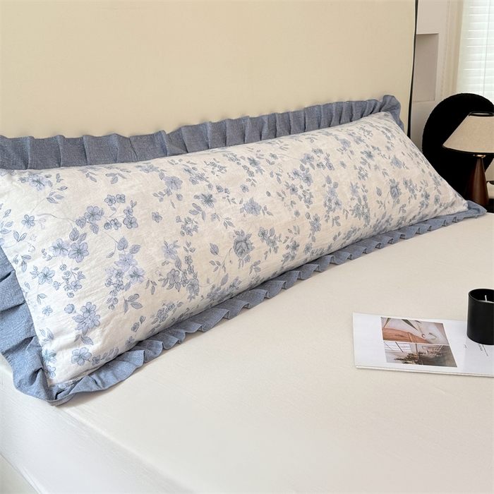 梦舒羽 2025新款可水洗原麻双人花边枕套宿舍情侣枕芯套加长枕头套内胆套仿亚麻 南阳旧梦