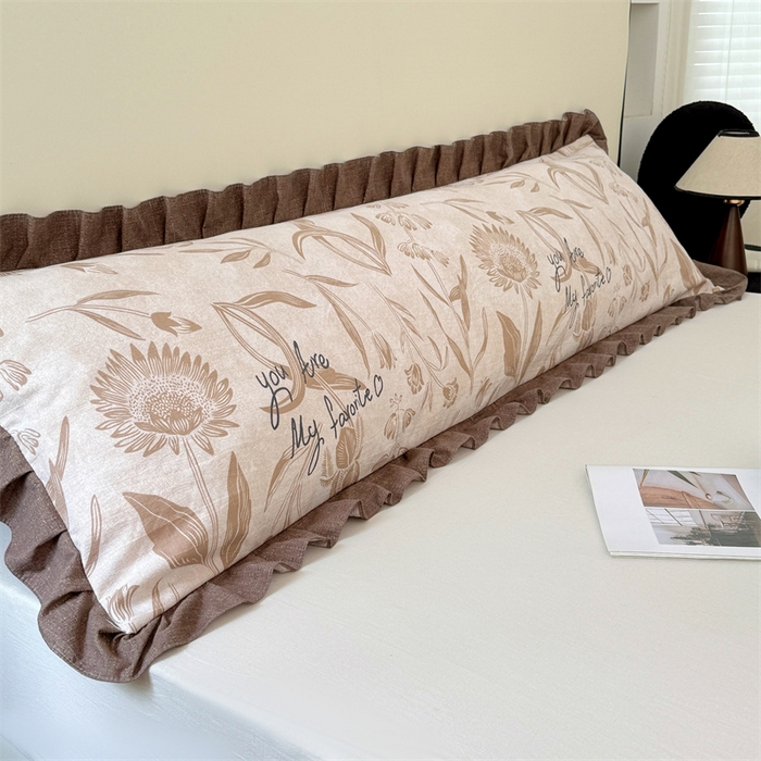 梦舒羽 2025新款可水洗原麻双人花边枕套宿舍情侣枕芯套加长枕头套内胆套仿亚麻 向阳花开