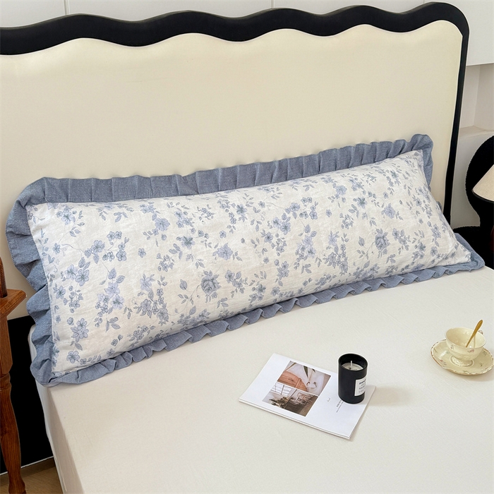 91家纺网 家纺一手货源 找家纺 梦舒羽 2025新款可水洗原麻双人花边枕套宿舍情侣枕芯套加长枕头套内胆套仿亚麻 南阳旧梦