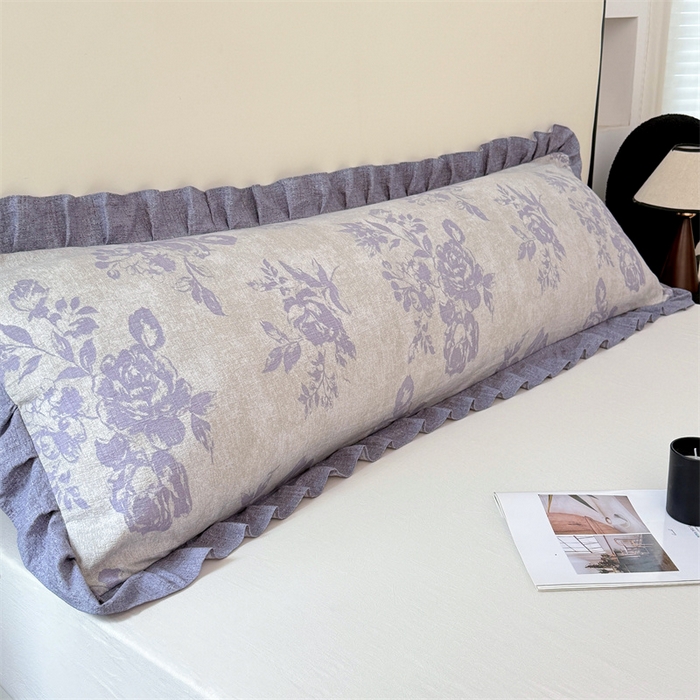 91家纺网 家纺一手货源 找家纺 （总）梦舒羽 2025新款可水洗原麻双人花边枕套宿舍情侣枕芯套加长枕头套内胆套仿亚麻