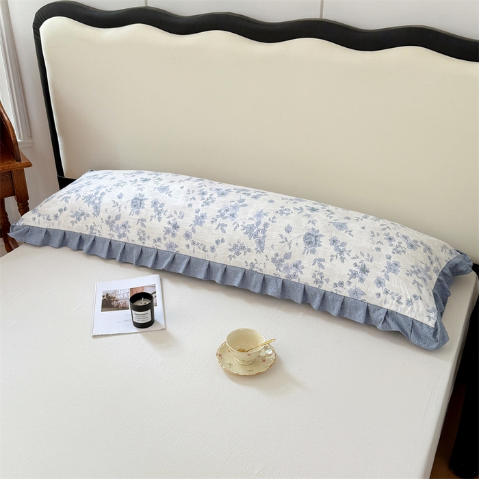 91家纺网 家纺一手货源 找家纺 梦舒羽 2025新款可水洗原麻双人花边枕套宿舍情侣枕芯套加长枕头套内胆套仿亚麻 南阳旧梦