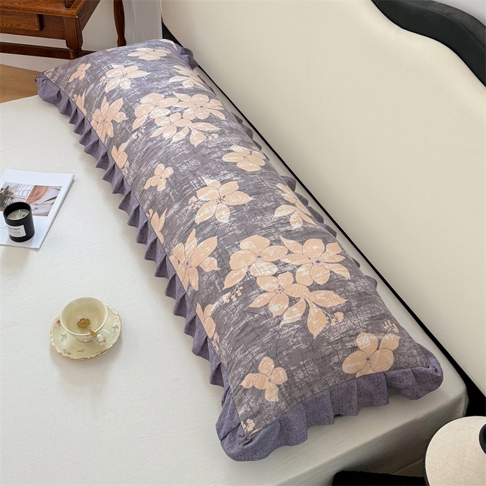 91家纺网 家纺一手货源 找家纺 （总）梦舒羽 2025新款可水洗原麻双人花边枕套宿舍情侣枕芯套加长枕头套内胆套仿亚麻