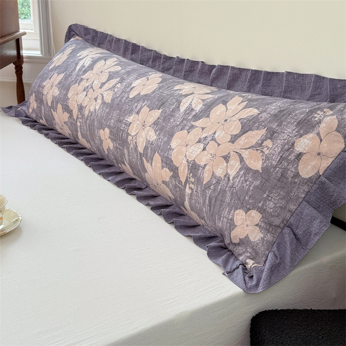 91家纺网 家纺一手货源 找家纺 （总）梦舒羽 2025新款可水洗原麻双人花边枕套宿舍情侣枕芯套加长枕头套内胆套仿亚麻