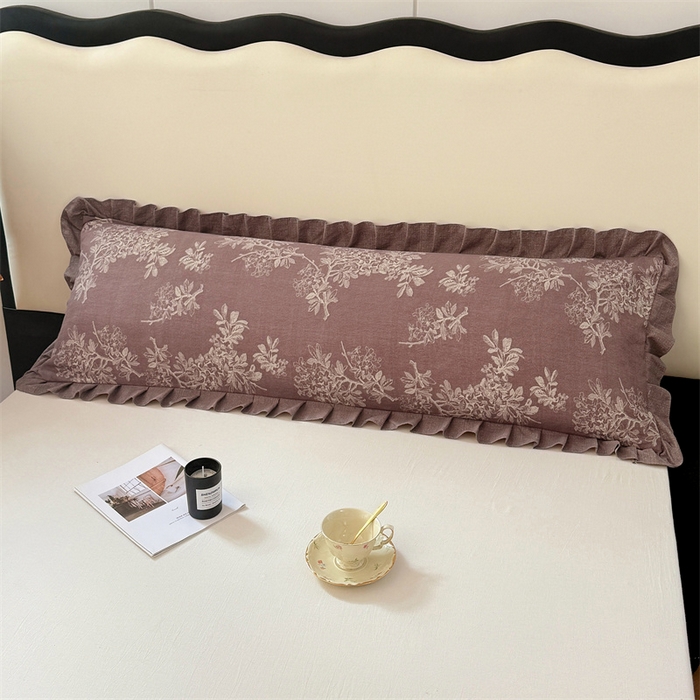 91家纺网 家纺一手货源 找家纺 梦舒羽 2025新款可水洗原麻双人花边枕套宿舍情侣枕芯套加长枕头套内胆套仿亚麻 秋意浓