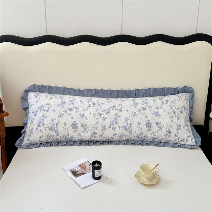 91家纺网 家纺一手货源 找家纺 梦舒羽 2025新款可水洗原麻双人花边枕套宿舍情侣枕芯套加长枕头套内胆套仿亚麻 南阳旧梦