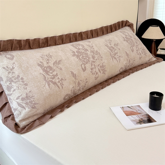 91家纺网 家纺一手货源 找家纺 （总）梦舒羽 2025新款可水洗原麻双人花边枕套宿舍情侣枕芯套加长枕头套内胆套仿亚麻