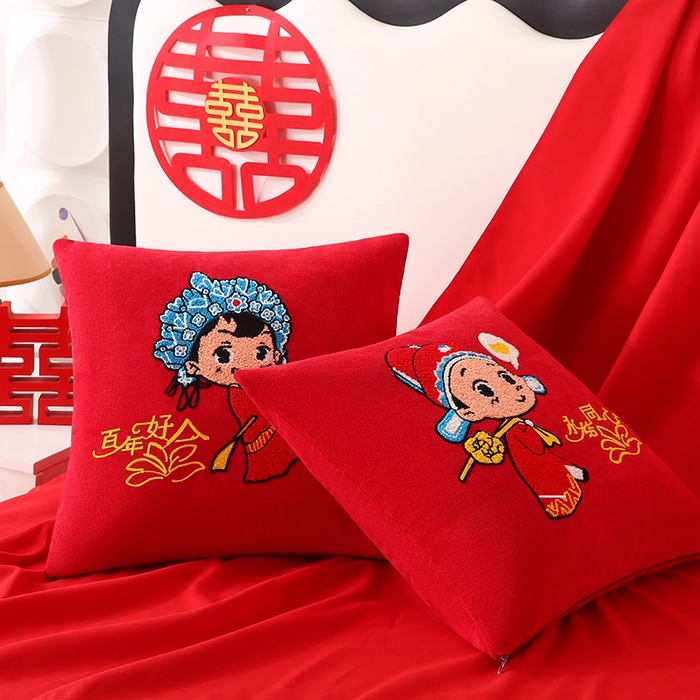 91家纺网 家纺一手货源 找家纺 （总）贤内助家纺 2025新款金玉良缘结婚抱枕靠枕系列喜庆沙发靠背小抱枕喜床摆件
