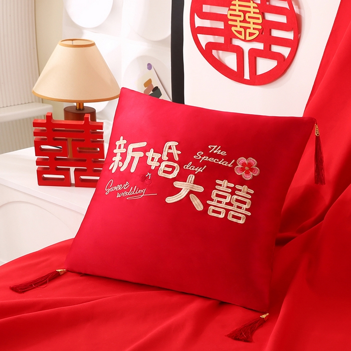 贤内助家纺 2025新款新婚大喜结婚抱枕靠枕系列喜庆沙发靠背小抱枕喜床摆件 新婚大喜（外套+芯）