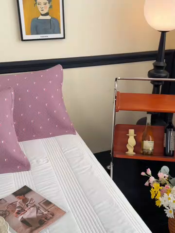 91家纺网 家纺一手货源 找家纺 悦然毛巾被 2025新款全棉纯棉三层纱水洗枕巾 立体格豆纱