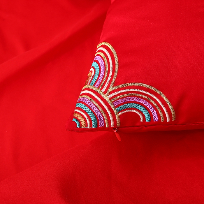 91家纺网 家纺一手货源 找家纺 贤内助家纺 2025新款新婚快乐结婚抱枕靠枕系列喜庆沙发靠背小抱枕喜床摆件 新婚快乐/套/4只（外套+芯）