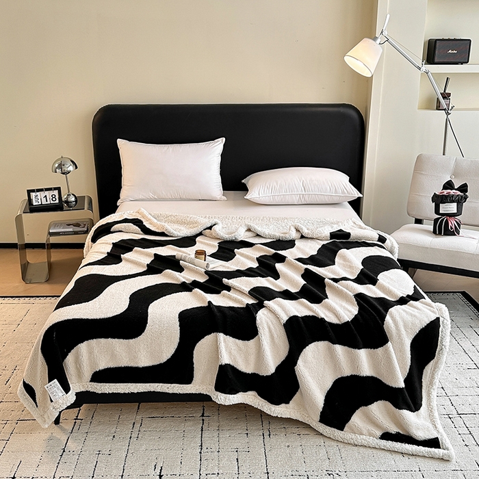 91家纺网 家纺一手货源 找家纺 （总）沐棉家居 2025新款双层提花羊羔绒毛毯毯子