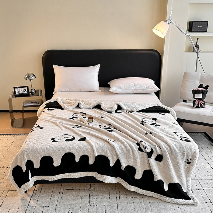 91家纺网 家纺一手货源 找家纺 （总）沐棉家居 2025新款双层提花羊羔绒毛毯毯子