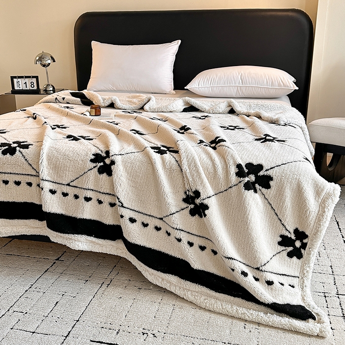 91家纺网 家纺一手货源 找家纺 （总）沐棉家居 2025新款双层提花羊羔绒毛毯毯子