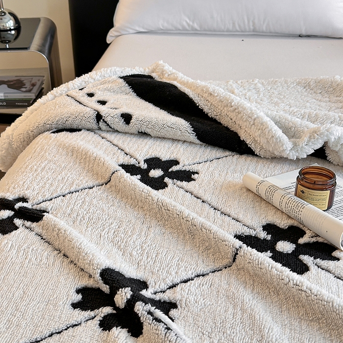 91家纺网 家纺一手货源 找家纺 （总）沐棉家居 2025新款双层提花羊羔绒毛毯毯子