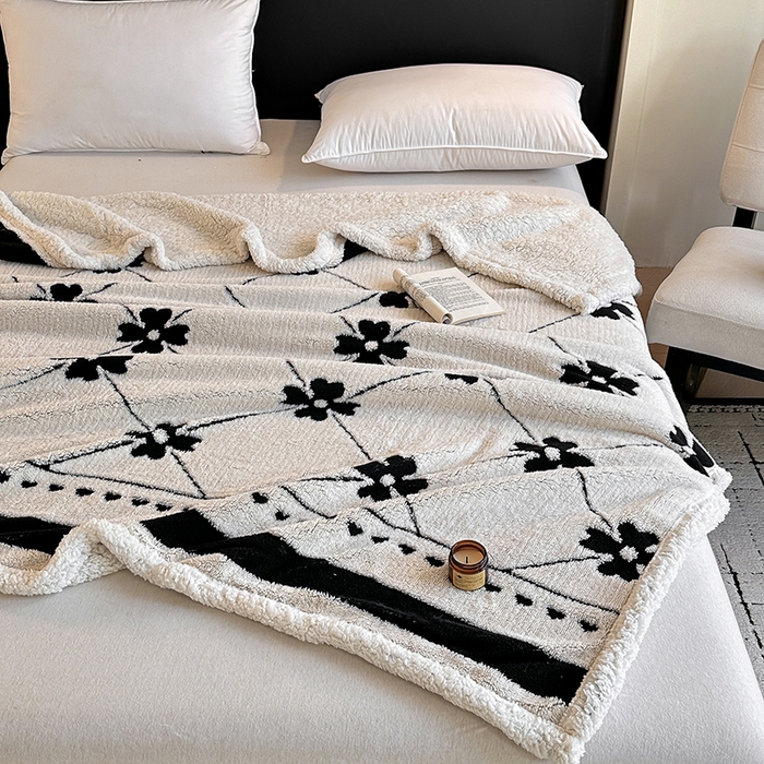 91家纺网 家纺一手货源 找家纺 （总）沐棉家居 2025新款双层提花羊羔绒毛毯毯子