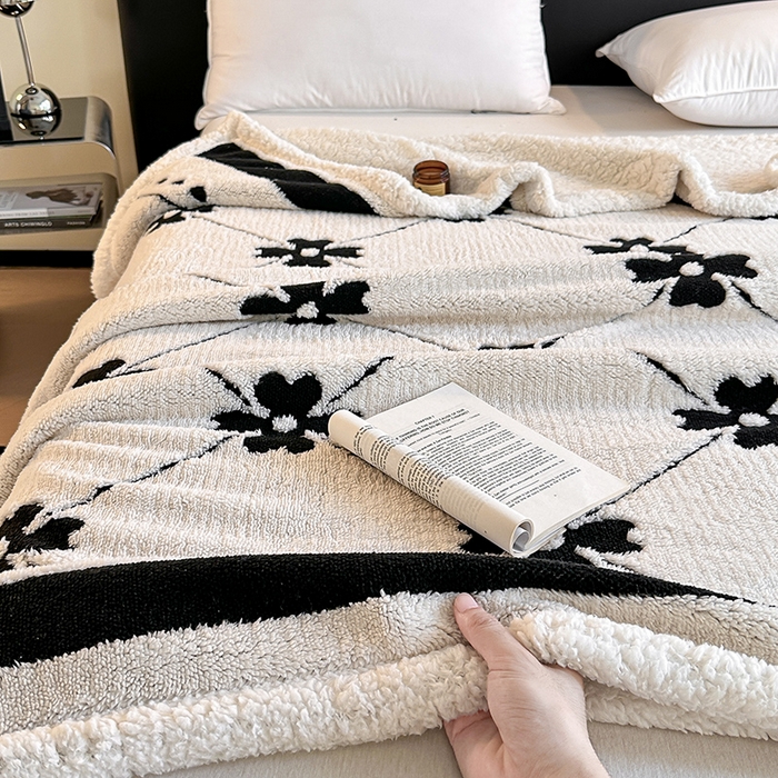 91家纺网 家纺一手货源 找家纺 （总）沐棉家居 2025新款双层提花羊羔绒毛毯毯子