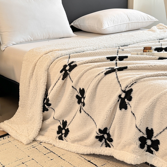 91家纺网 家纺一手货源 找家纺 （总）沐棉家居 2025新款双层提花羊羔绒毛毯毯子