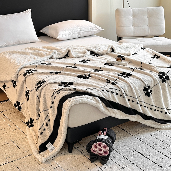 91家纺网 家纺一手货源 找家纺 （总）沐棉家居 2025新款双层提花羊羔绒毛毯毯子