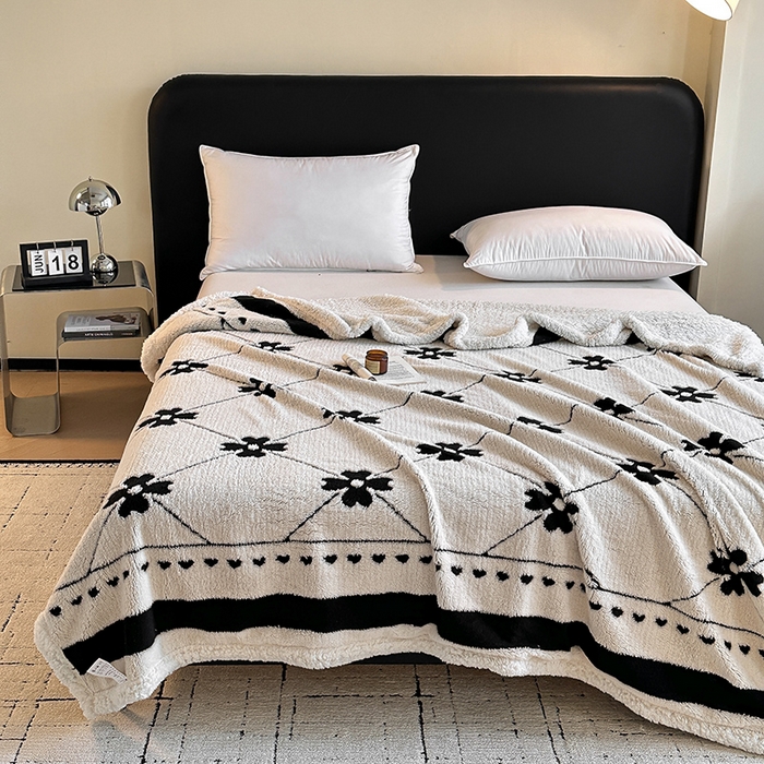 91家纺网 家纺一手货源 找家纺 （总）沐棉家居 2025新款双层提花羊羔绒毛毯毯子