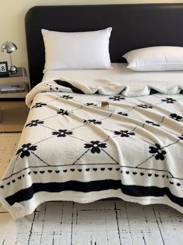 91家纺网 家纺一手货源 找家纺 （总）沐棉家居 2025新款双层提花羊羔绒毛毯毯子