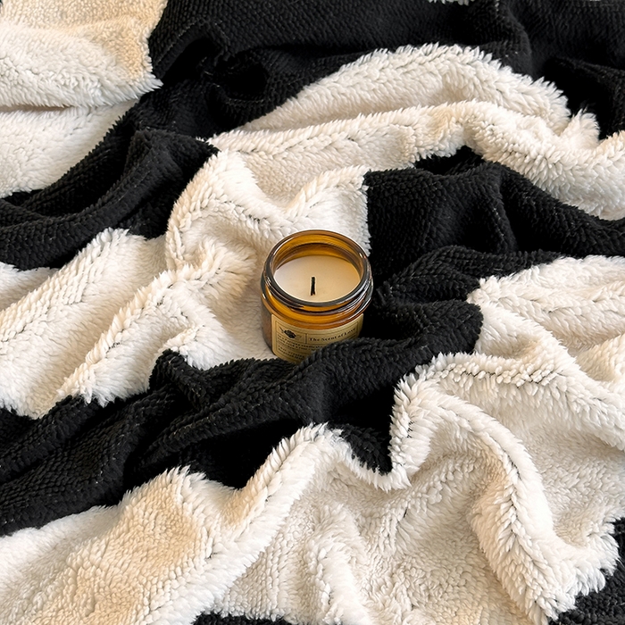 91家纺网 家纺一手货源 找家纺 沐棉家居 2025新款双层提花羊羔绒毛毯毯子 波浪纹