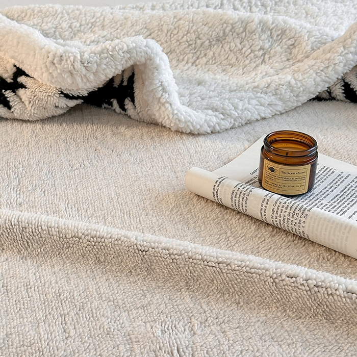 91家纺网 家纺一手货源 找家纺 沐棉家居 2025新款双层提花羊羔绒毛毯毯子 节节高