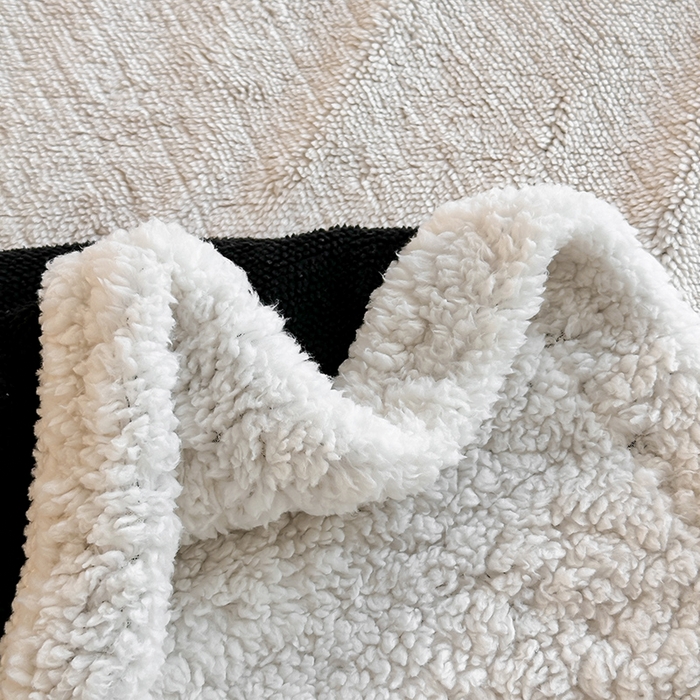 91家纺网 家纺一手货源 找家纺 沐棉家居 2025新款双层提花羊羔绒毛毯毯子 熊猫