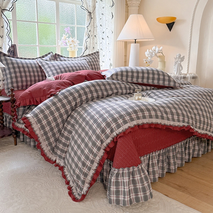 91家纺网 家纺一手货源 找家纺 （总）韩约家纺 2025新款1双层刺绣花边法式床盖款棉麻四件套（全网控价：不低于1.5m139，1.8m144，2.0m149，2.0加大154）